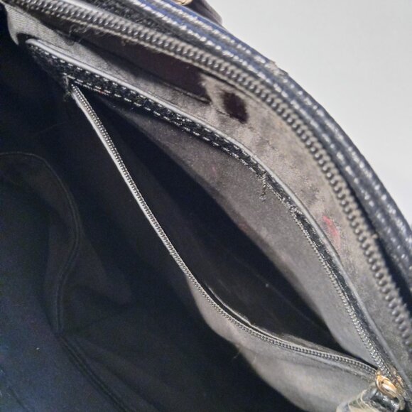 Danbury Mint Black Monogram Leather Satchel Turn-Lock Good Cond - Picture 13 of 13